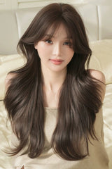 Cool Black Brown Effortless Layered Sweet Lolita Long Voluminous Big Wave Wig - Product - 5