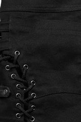 Black Lace-Up Mesh Buckle Women's Punk Shorts - Product - 9