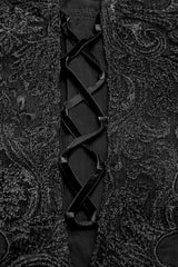 Black V Collar Long Puff Sleeves Hollow Lace-Up Mens Gothic Blouse - Product - 5