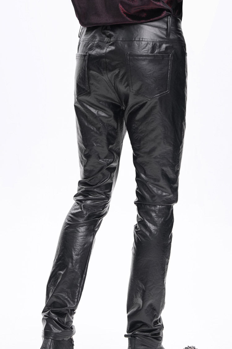 Black Faux Leathet Button Men's Gothic Pants - Product - 3