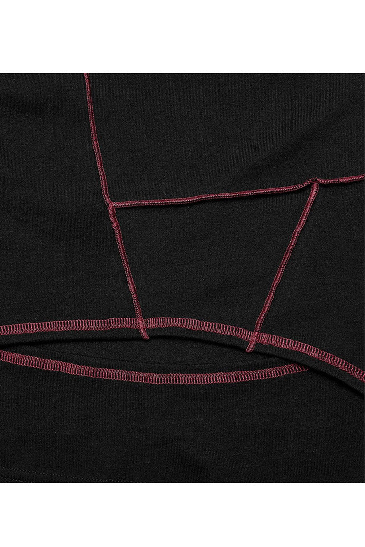 Comfortable Stitching Chain Cutout Turtleneck Ribbon Style Stretch Women's Punk T-Shirt 2 Colors - Product - 11