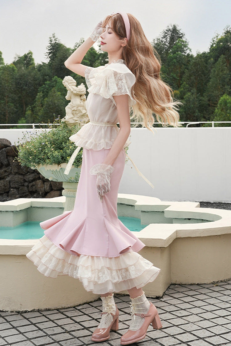 Pink [Love Diary] Multi-Layered Ruffle Sweet Lolita Jsk Mermaid Dress - Product - 3