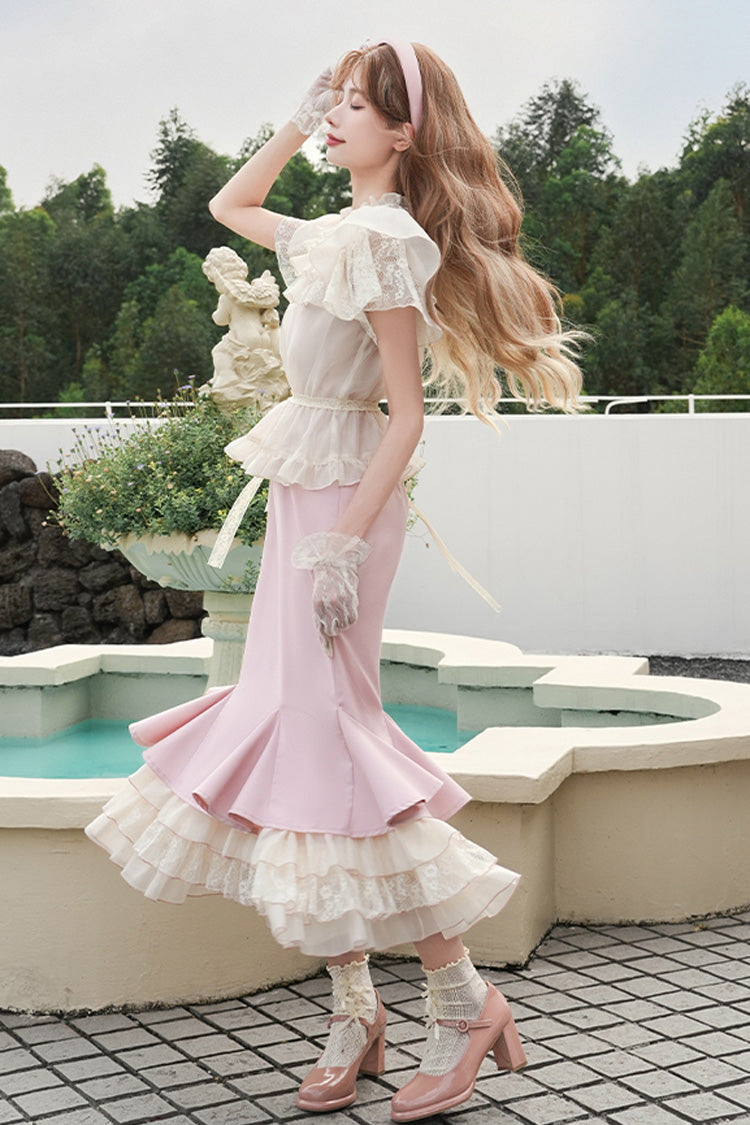 Pink [Love Diary] Multi-Layered Ruffle Sweet Lolita Jsk Mermaid Dress - Product - 3