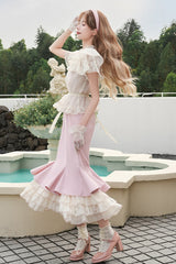 Pink [Love Diary] Multi-Layered Ruffle Sweet Lolita Jsk Mermaid Dress - Product - 3