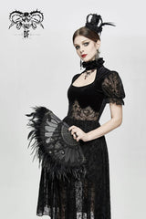 Black Feather Rose Lace Edging Cross Women's Gothic Crown Headwear - Product - 7