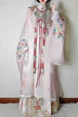 Pink Collar High Waisted Print Embroidery Women's Sweet Classic Hanfu Dress Full Set - Product - 2