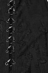 Black Long Sleeves Stitching Irregular Hooded Mesh Ripped Men's Gothic Coat - Product - 6