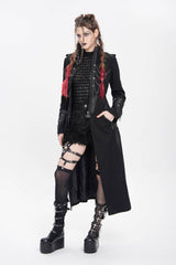 Black Stand Collar Long Sleeves Buckle Chain Women's Punk Jacket - Product - 8