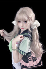 Beige Brown Sweet Lolita Long Wavy Wig with Curved Bangs - Product - 4