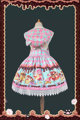 [Cream Meow] Sleeveless Print Bowknot Hooded Sweet Lolita Strap Dress 3 Colors - Product - 10