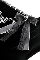 Black Horn Embroidered Lace-Up Women's Gothic Velvet Maxi Dress - Product - 14
