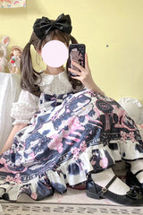 Multi-Color Cow Cat Print Ruffle Bowknot Sweet Lolita Jsk Dress - Product - 7