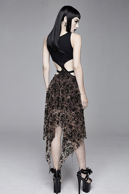 Steampunk Semilucent Hollow Out Sleeveless Sexy Womens Mesh Dress - Product - 3