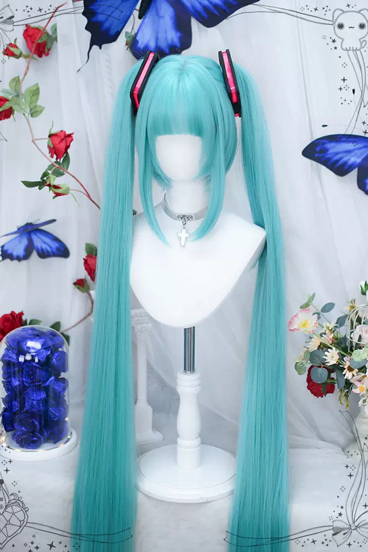 Green Secondary Double Ponytail Long Straight Sweet Lolita Wigs - Product - 3
