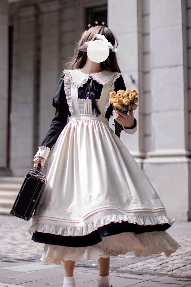 Black [Angelina] Doll Collar Long Sleeves Ruffle Bowknot Classic Vintage Elegant Lolita Dress - Product - 11