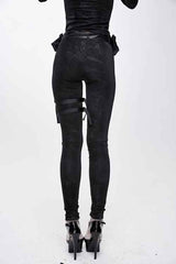 Dark Pattern Punk Stretchy Fitted Womens Pants With Bags - Product - 5