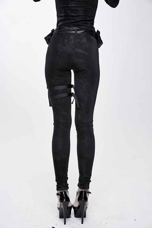 Dark Pattern Punk Stretchy Fitted Womens Pants With Bags - Product - 5