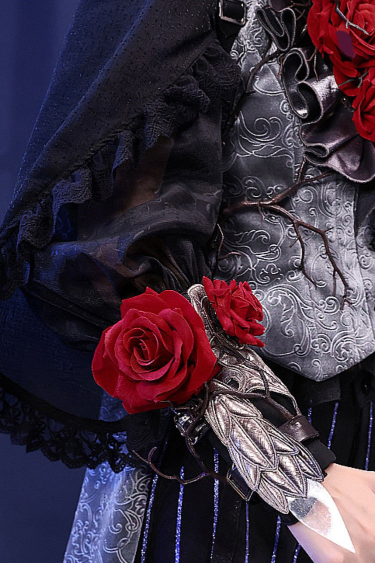 Black/Blue Witch Night Patient Star Gothic Prince Handsome Ouji Lolita Set - Product - 4