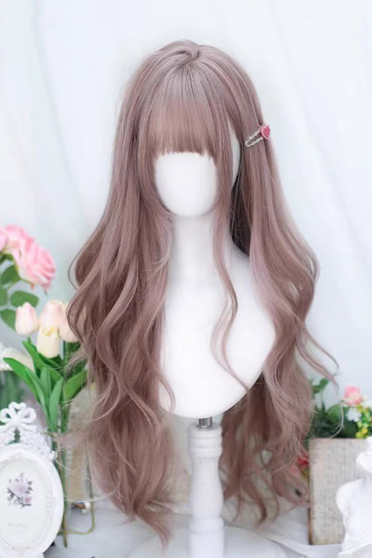 Sweet Lolita Air Bangs Long Curly Wig 4 Colors - Grey/Pink - 3