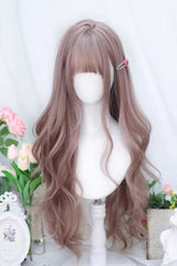 Sweet Lolita Air Bangs Long Curly Wig 4 Colors - Grey/Pink - 3