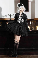 Black Prisoner Illusion Long Sleeves Multi-layer Ruffle Bowknot Gothic Princess Lolita Jsk Dress - Product - 6