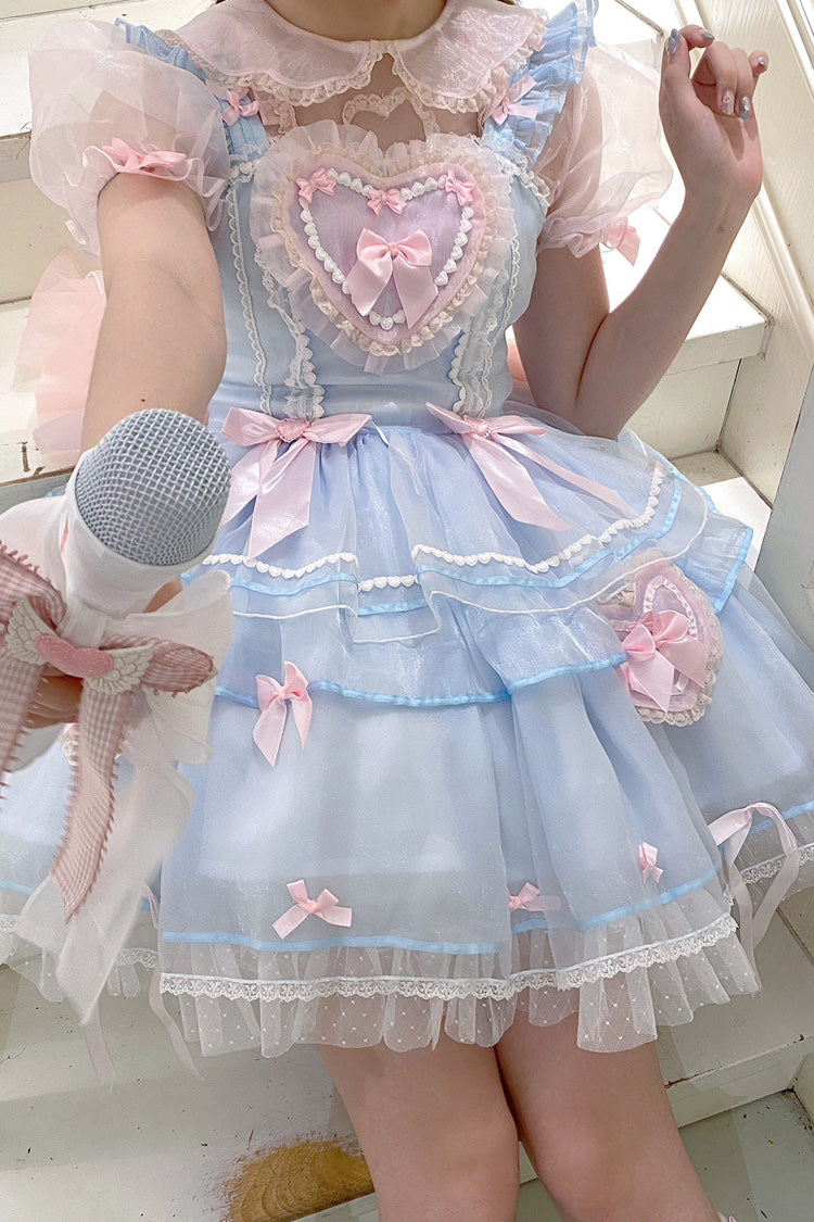 Blue/Pink Multi-layer Love Ruffle Bowknot Lace Sweet (Dress Only) detail view 5