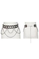 Silver Women's Punk Studded Metal Chain Belt - Product - 3