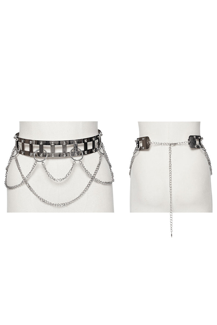 Silver Women's Punk Studded Metal Chain Belt - Product - 3