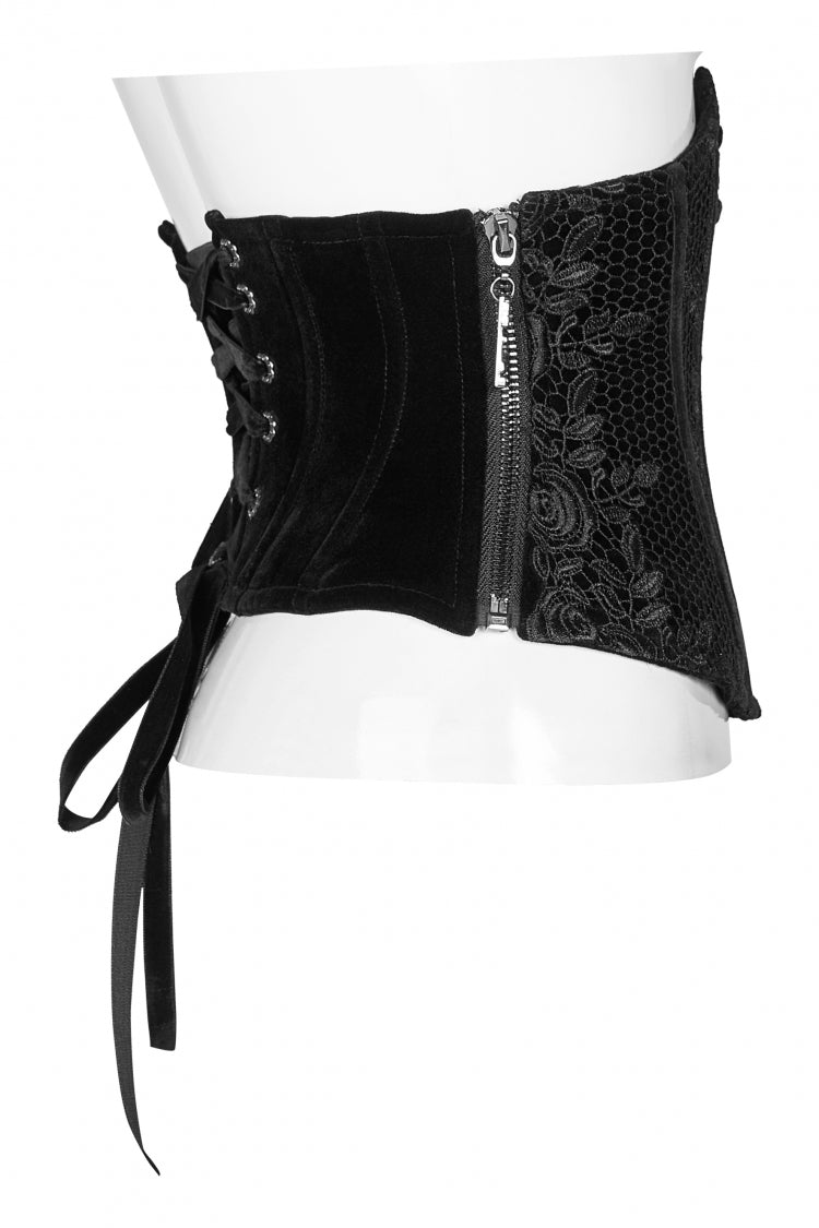 Black Jacquard Lace-Up Slim Women's Corset - Product - 6