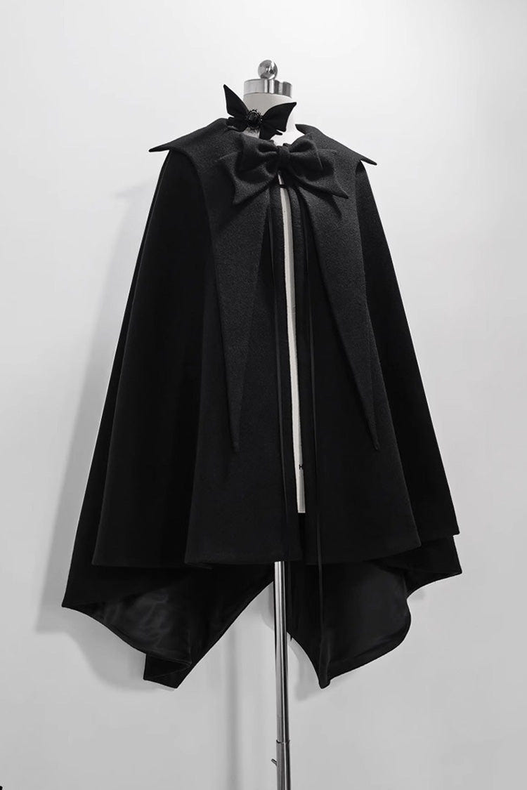 Black Woolen Ouji Fashion Daily Lolita Cloak - Product - 2