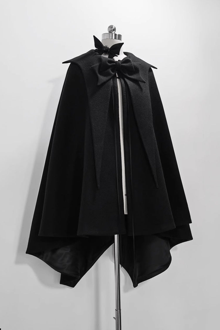 Black Woolen Ouji Fashion Daily Lolita Cloak - Product - 2