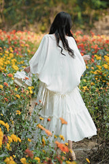 Apricot Bohemian Style Sleeveless Ruffled Embroidered Sweet Lolita Skirt Set - Product - 8
