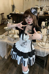 Multi-Color Halterneck Sleeveless Piano Key Music Note Printed Ruffled Lace Plus Size Japanese Sweet Lolita Jsk Dress - Product - 8