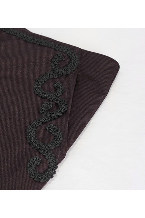 Brown Twill Suit Material Side Pocket Floral Shaped Webbing Gothic Mens Pants - Product - 8
