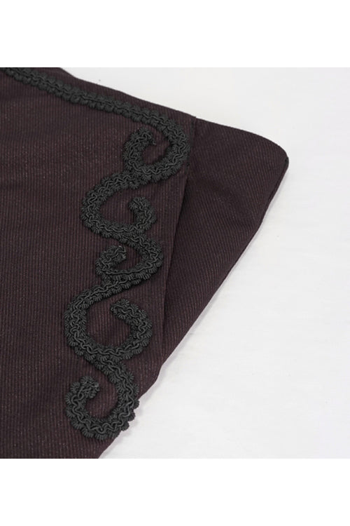 Brown Twill Suit Material Side Pocket Floral Shaped Webbing Gothic Mens Pants - Product - 8