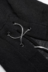 Black Off Shoulder Long Sleeves Metal Chain Women's Gothic T-Shirt - Product - 5