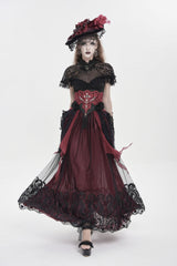 Black/Red Embroidered Lace Women's Gothic Underbust Corset Embroidered Rose Cross Underbust Corset - Product - 8
