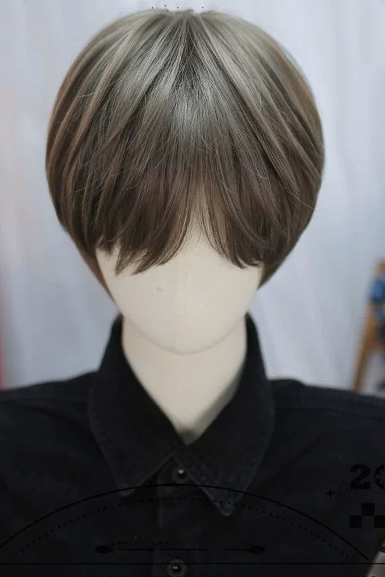 Misty Mint Beige Brown Japanese Style Cool Androgynous Short Lolita Wig - Product - 2