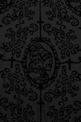 Black Stand Collar Long Sleeves Embroidery Cross Flocking Men's Gothic Blouse - Product - 8
