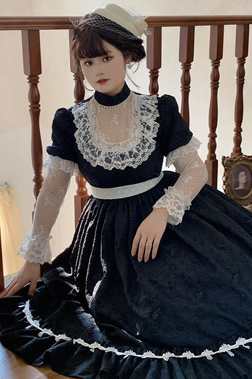 Round Collar Lace Long Sleeves Miss Winnie Plus Size Sweet Lolita OP Dress - Product - 5
