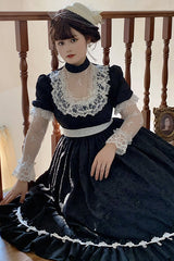 Round Collar Lace Long Sleeves Miss Winnie Plus Size Sweet Lolita OP Dress - Product - 5