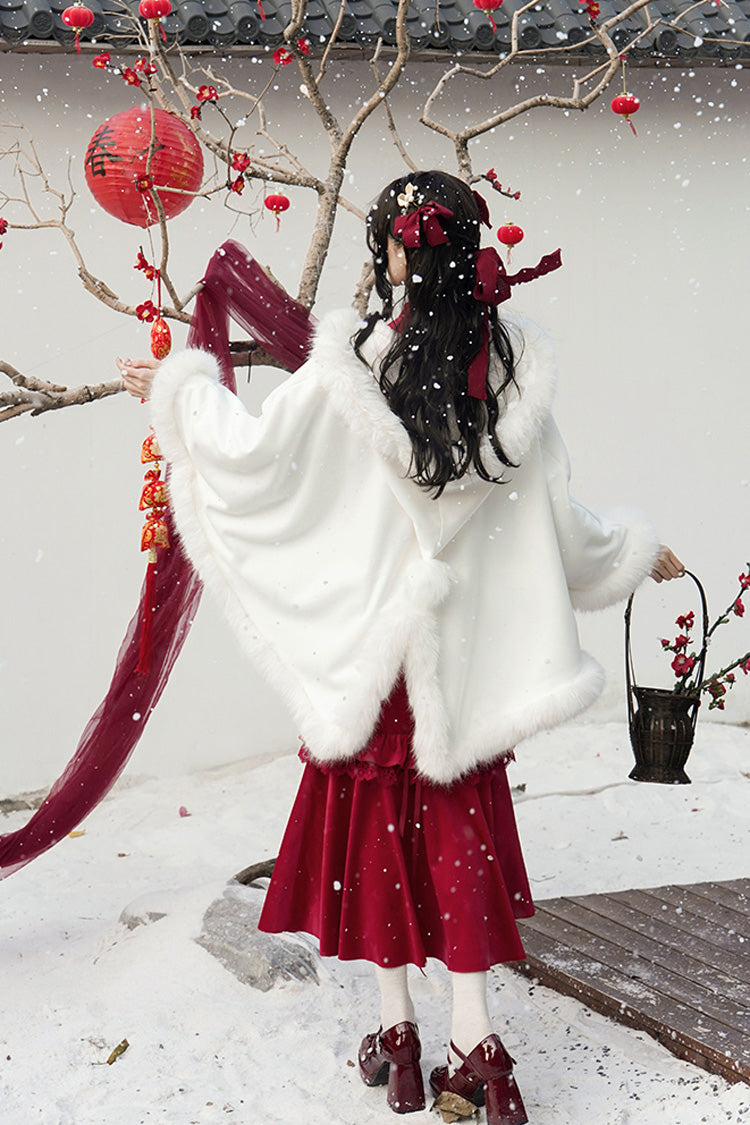 Red Long Sleeves Ruffle Embroidery Bowknot Lace Classic Chinese Style Elegant Lolita Dress - Product - 12