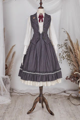 Multi-layer Striped Print Ruffle Sweet College Style Elegant Lolita Skirt 3 Colors - Product - 21