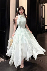 Light Green [Mist Bell] Halterneck Sleeveless Multi-Layered Ruffled Irregular Sweet Lolita Dress - Product - 7