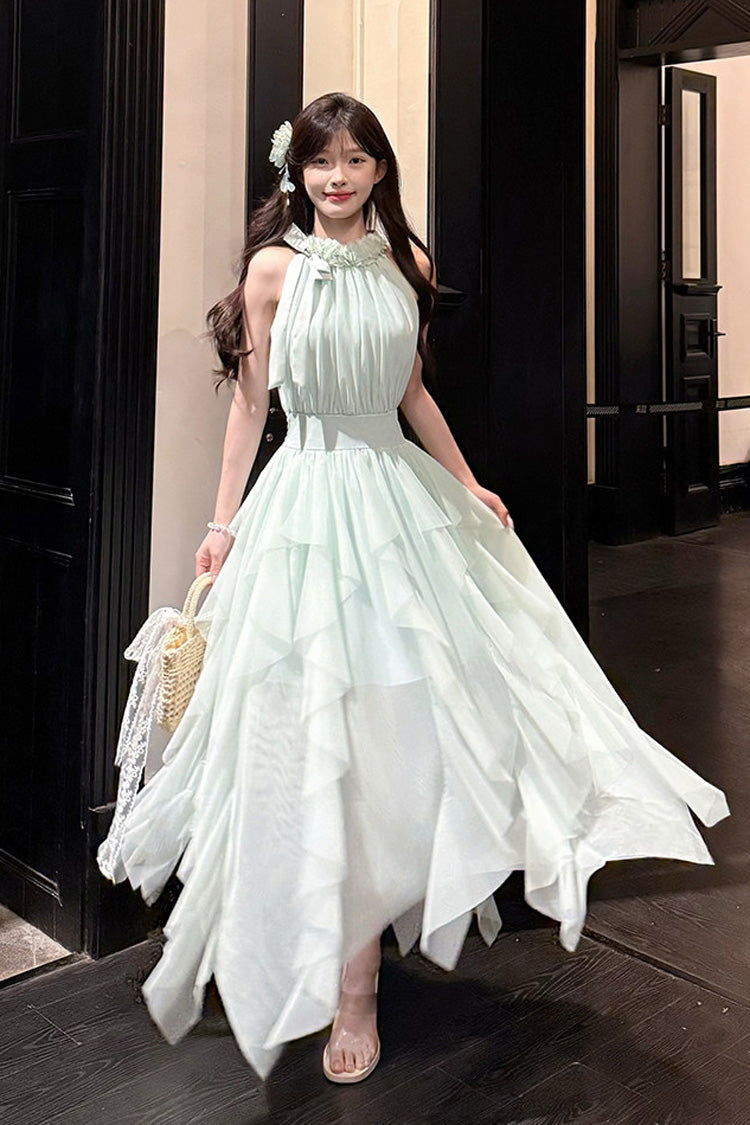 Light Green [Mist Bell] Halterneck Sleeveless Multi-Layered Ruffled Irregular Sweet Lolita Dress - Product - 7