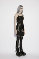 Black Off Shoulder Spliced Slim Mesh Eyelet Women's Punk Cool Corset - Product - 3