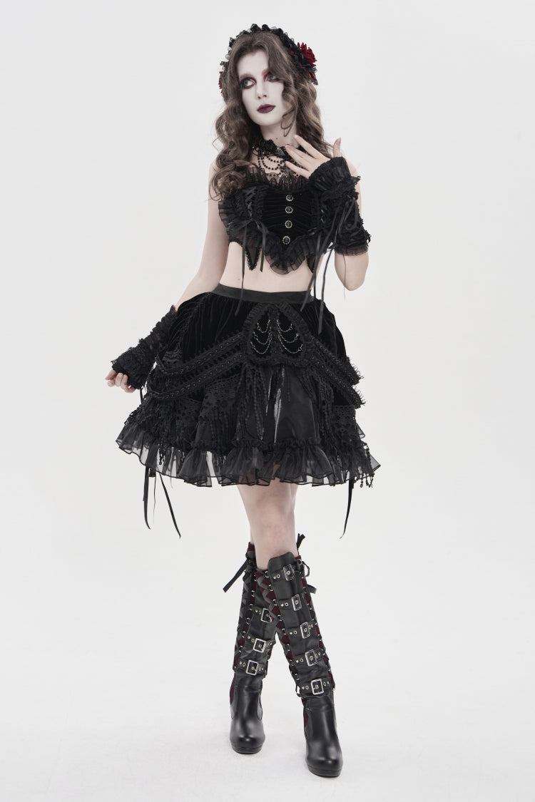 Black Multi-Layered  Tassels  Chain-Decorated Women's Gothic Skirt - Product - 5