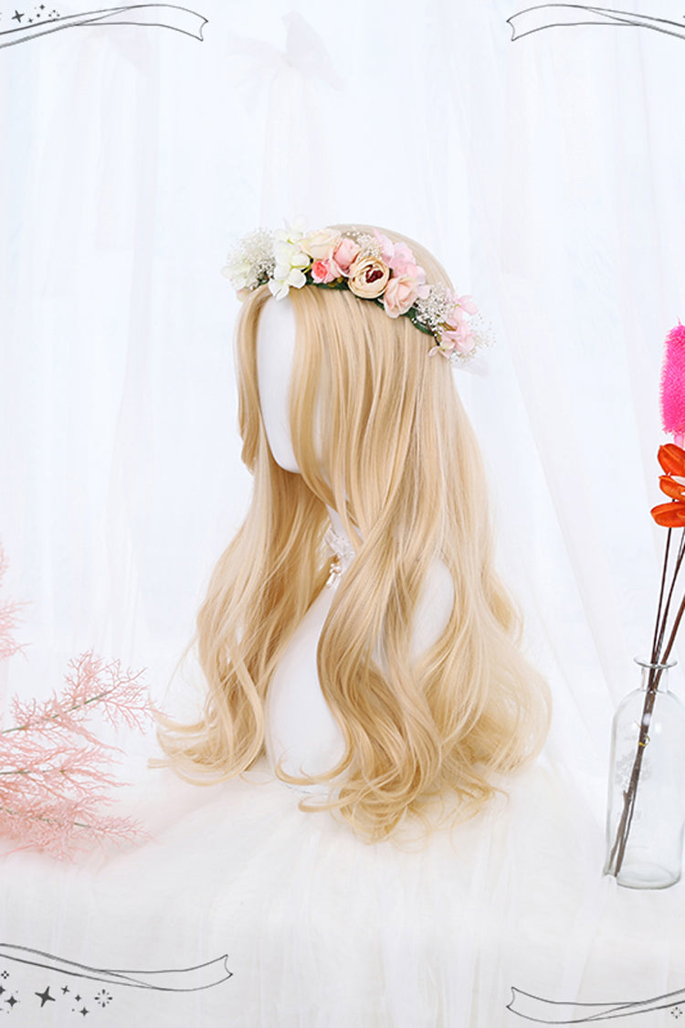 Light Golden Daily Long Curly Hair Sweet Lolita Wigs - Product - 4