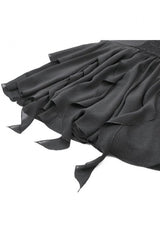 Black V Collar Lace Embroidered Asymmetric Women's Gothic Slip Dress - Product - 16