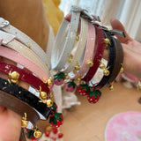 Round Toe Bow Lace Trim Mid Heel Lolita Mary Jane Shoes with Ankle Bells 6 Colors - Product - 9